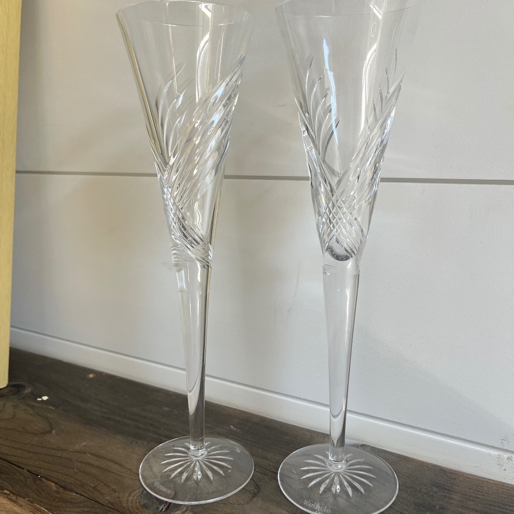 Set of 2 Waterford Crystal Champagne flutes
